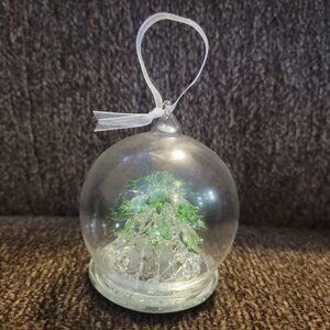 Glass Christmas Tree Ornament With Multicolor LED Lights